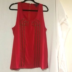 Red with gold metallic beading